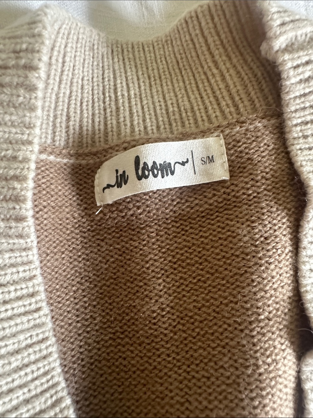 In Bloom Colorblock Cable Knit Cropped Cardigan - Cream & Brown - Picture 2 of 2